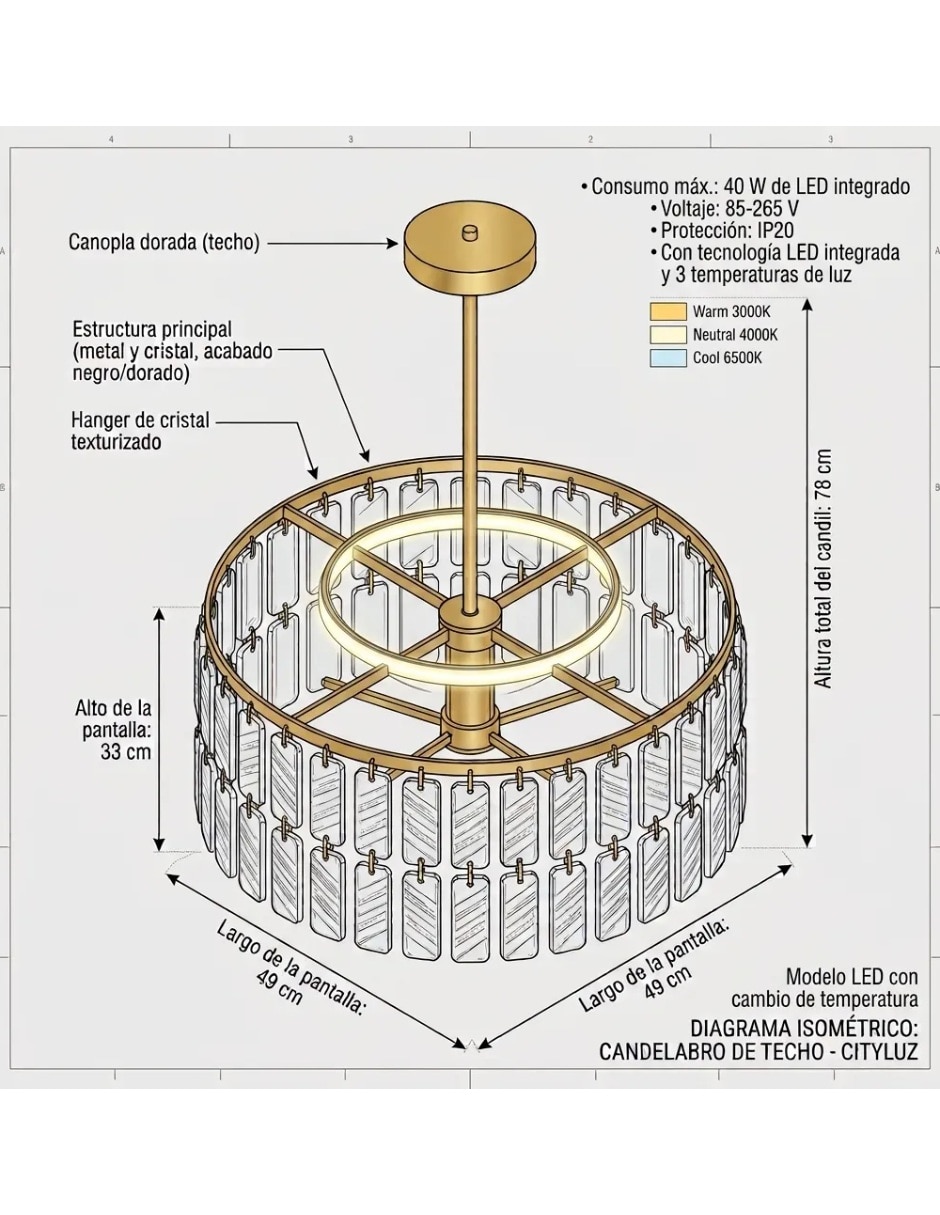 Lampara colgante LED candelap 9