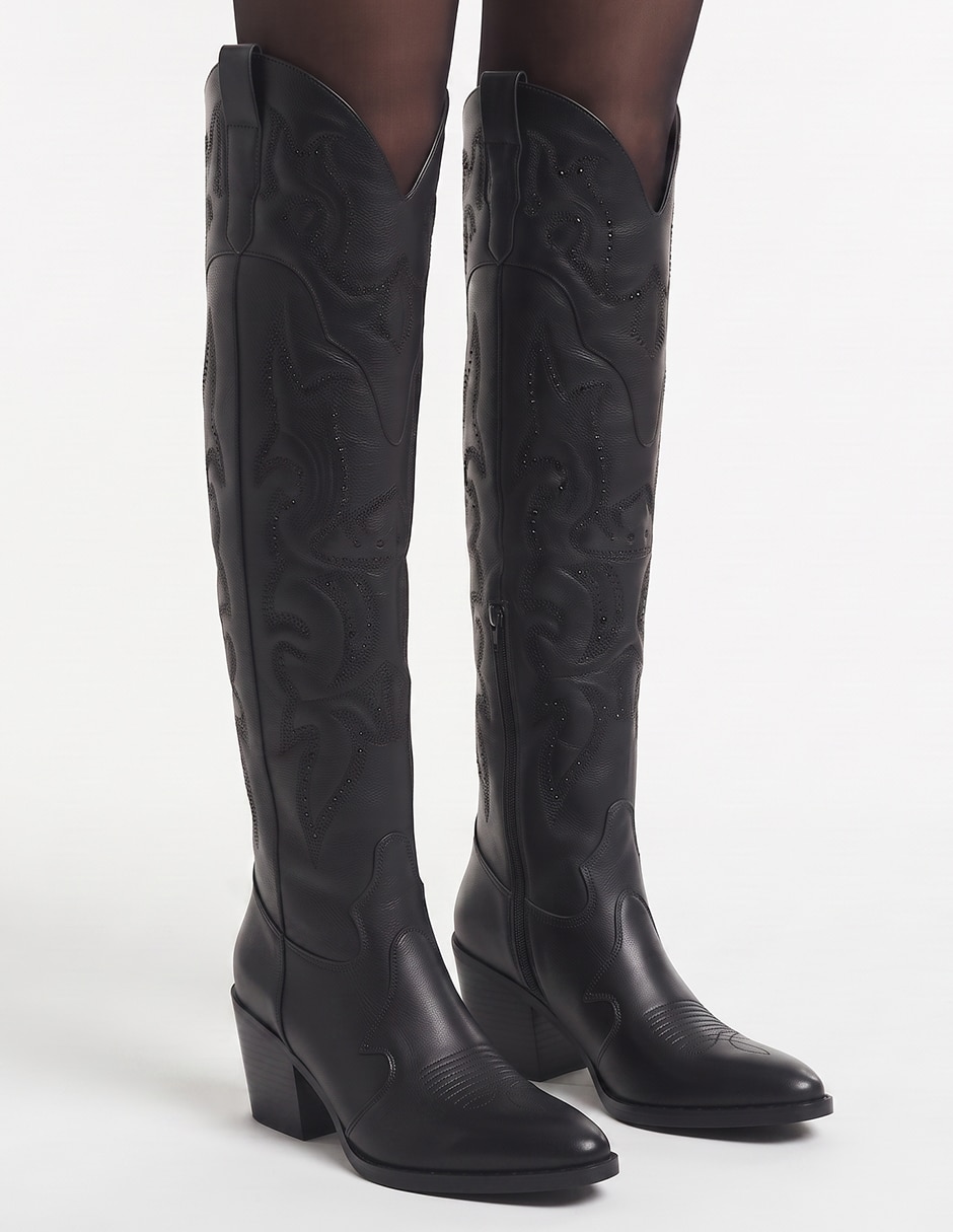 Bota cowboy arriba de la rodilla western cowboy para mujer 10