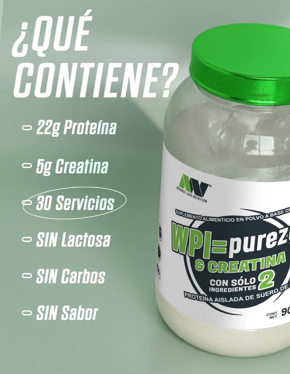 WPI Pureza y Creatina con proteína de suero de leche aislado 3