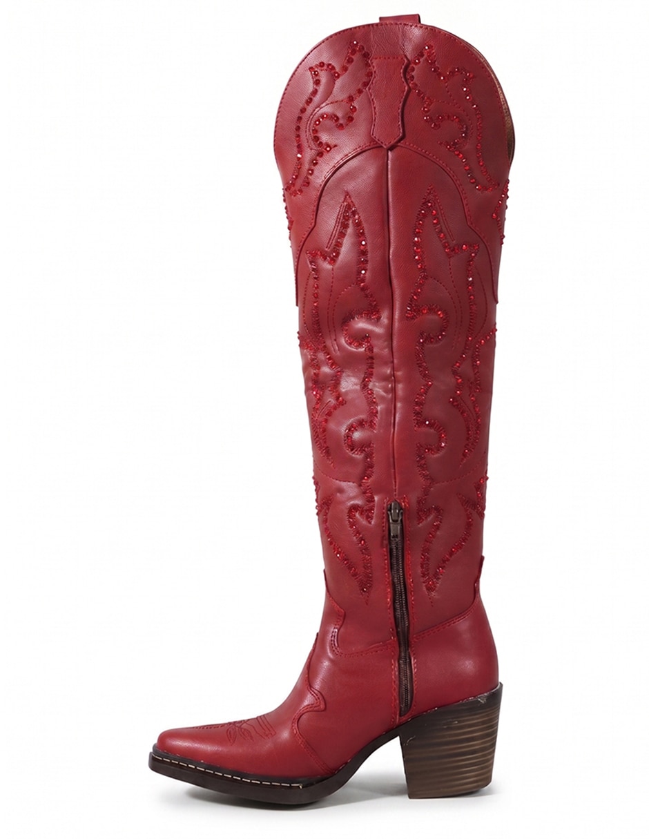 Bota cowboy arriba de la rodilla western cowboy para mujer 8