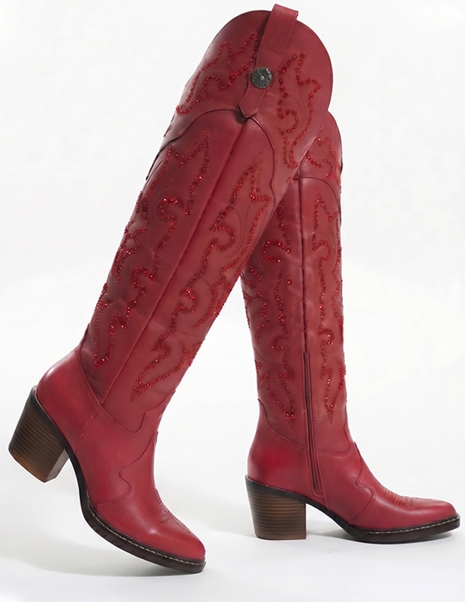 Bota cowboy arriba de la rodilla western cowboy para mujer 2