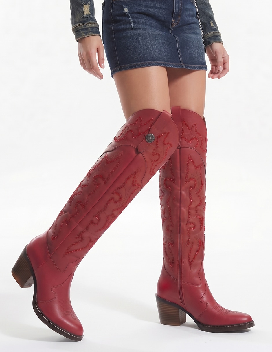 Bota cowboy arriba de la rodilla western cowboy para mujer 7