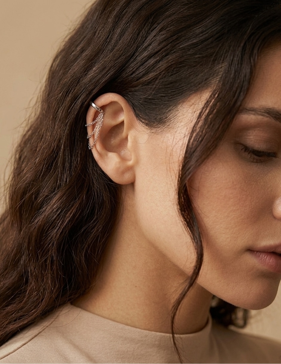 Ear cuff brillo de plata p 925