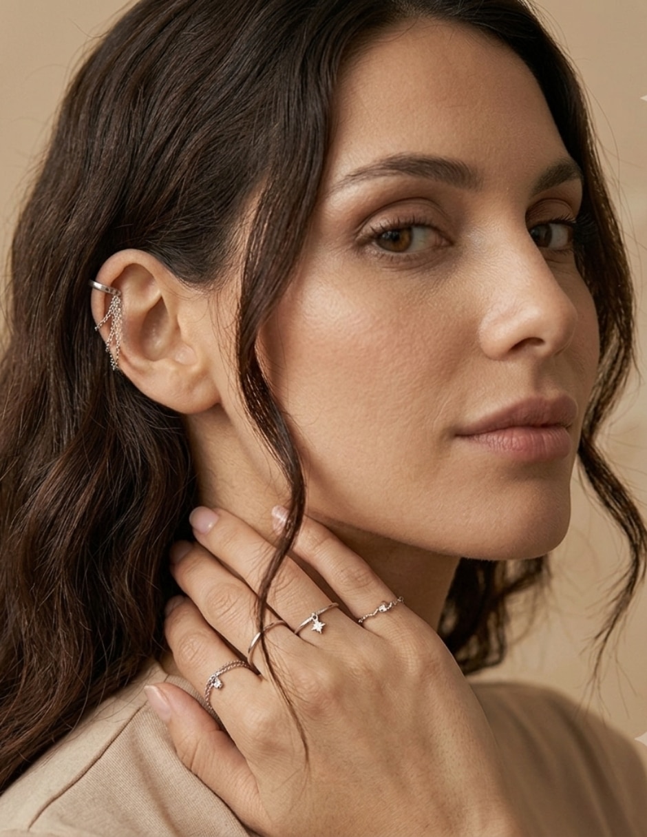 Ear cuff brillo de plata p 925