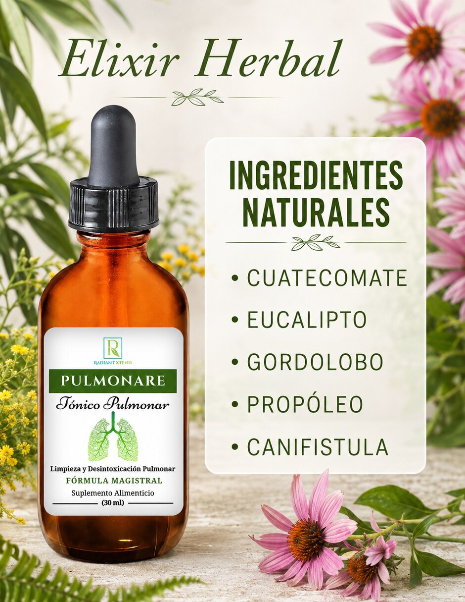Pulmonare tónico pulmonar formula magistral con 20 billones de probióticos sabor clásico de 30 ml 3