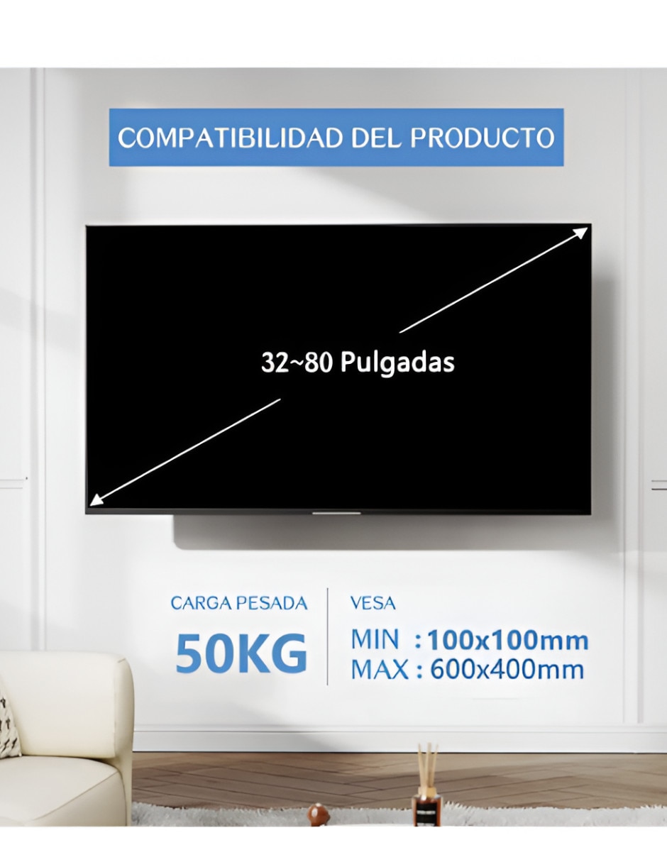 Soporte de pared para pantalla Articulado 32 - 80 pulgadas