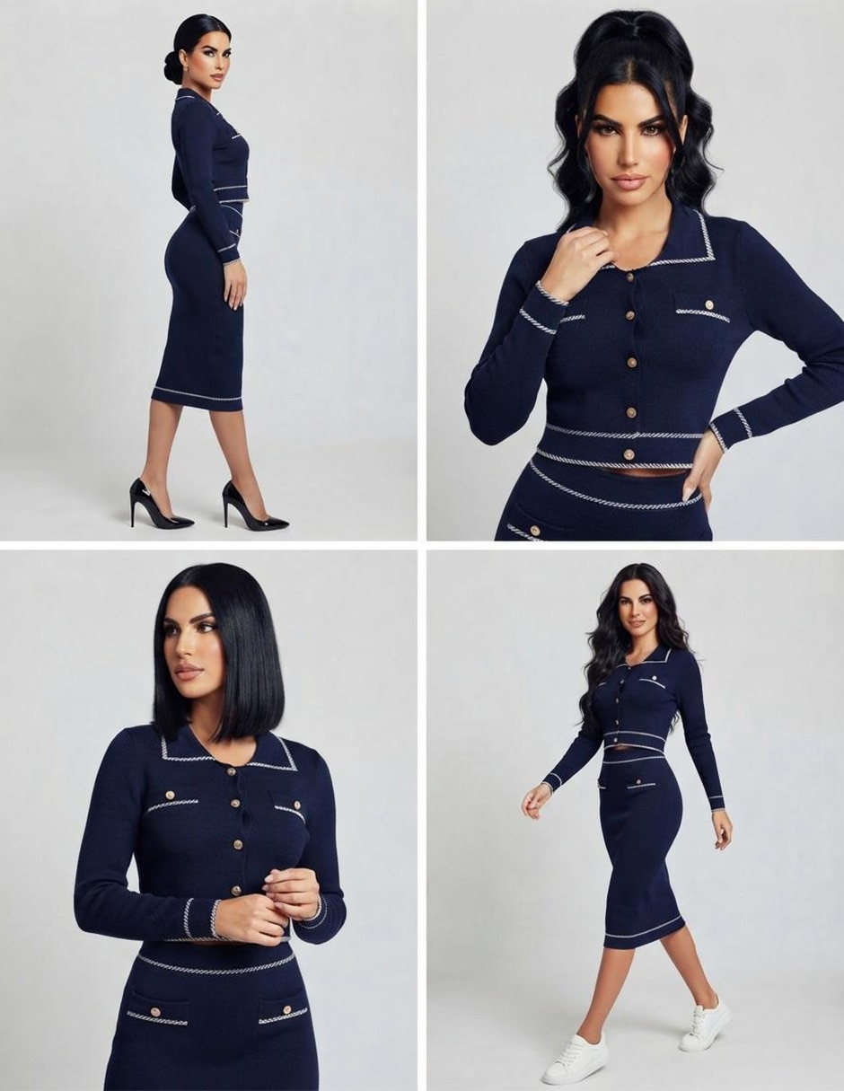 Conjunto business casual tejido de algodón para mujer 3