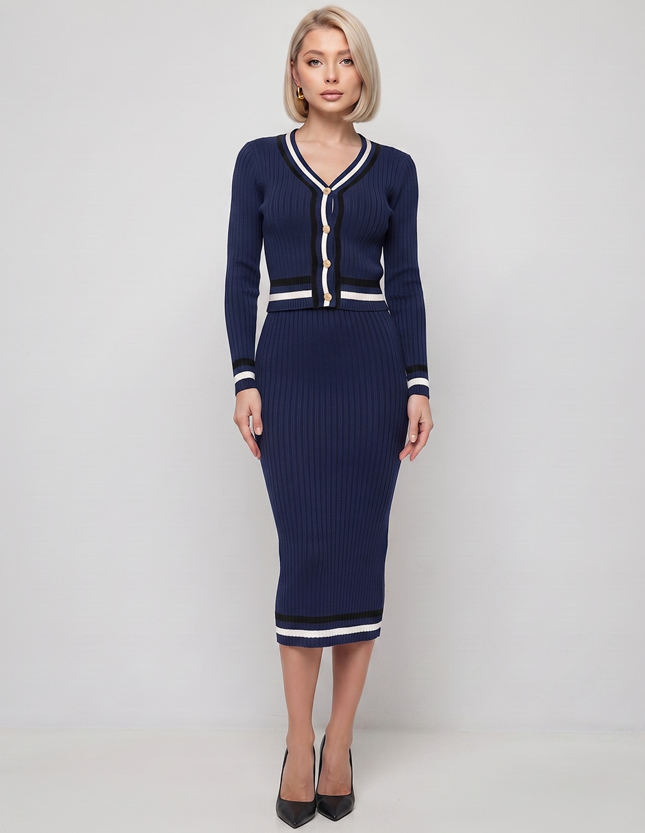 Conjunto business casual tejido de algodón para mujer