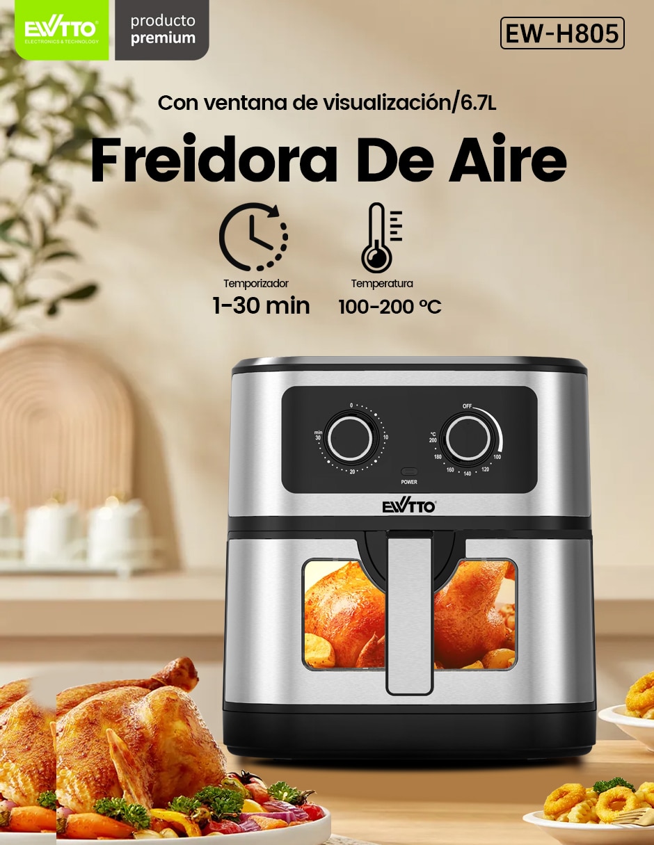 Freidora de aire con Compartimento único 6.6 L Ew-H805 6