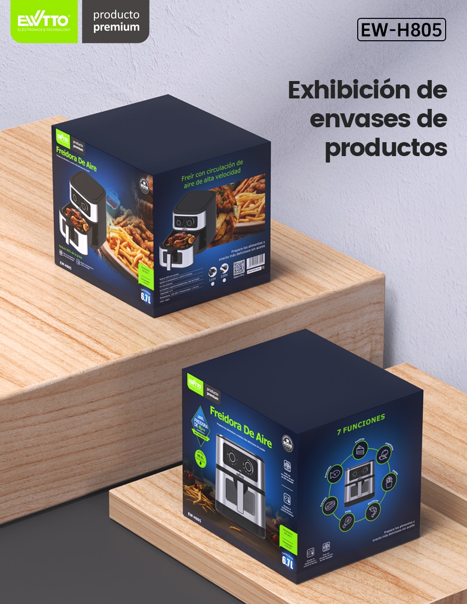 Freidora de aire con Compartimento único 6.6 L Ew-H805