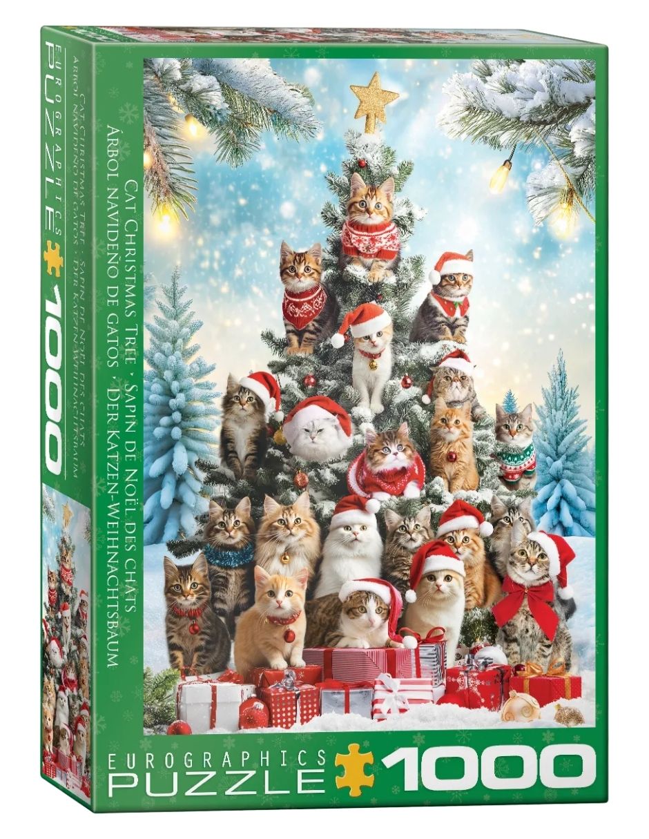 Rompecabezas árbol navideño de gatos 1000 piezas Rompecabezas árbol navideño de gatos 1000 piezas
