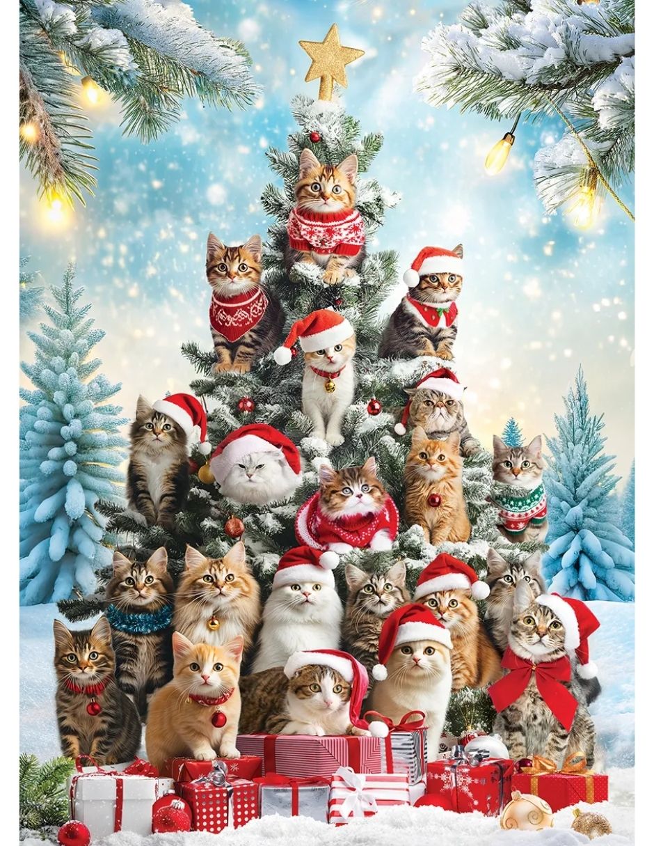 Rompecabezas árbol navideño de gatos 1000 piezas 3