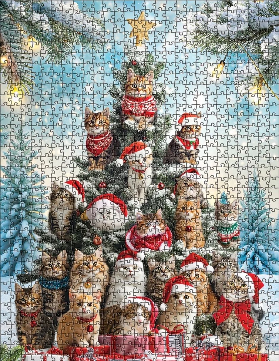 Rompecabezas árbol navideño de gatos 1000 piezas 2