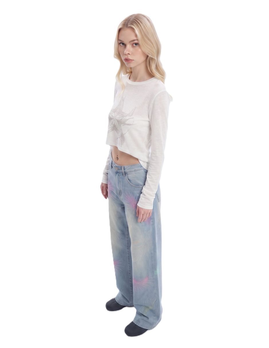 Jeans relaxed wide leg para mujer 4