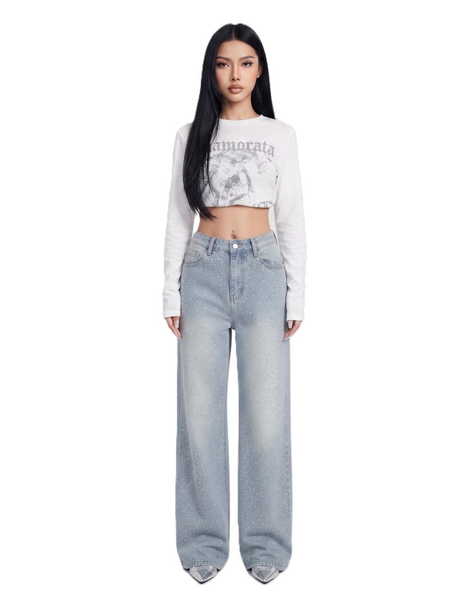 Jeans relaxed wide leg para mujer
