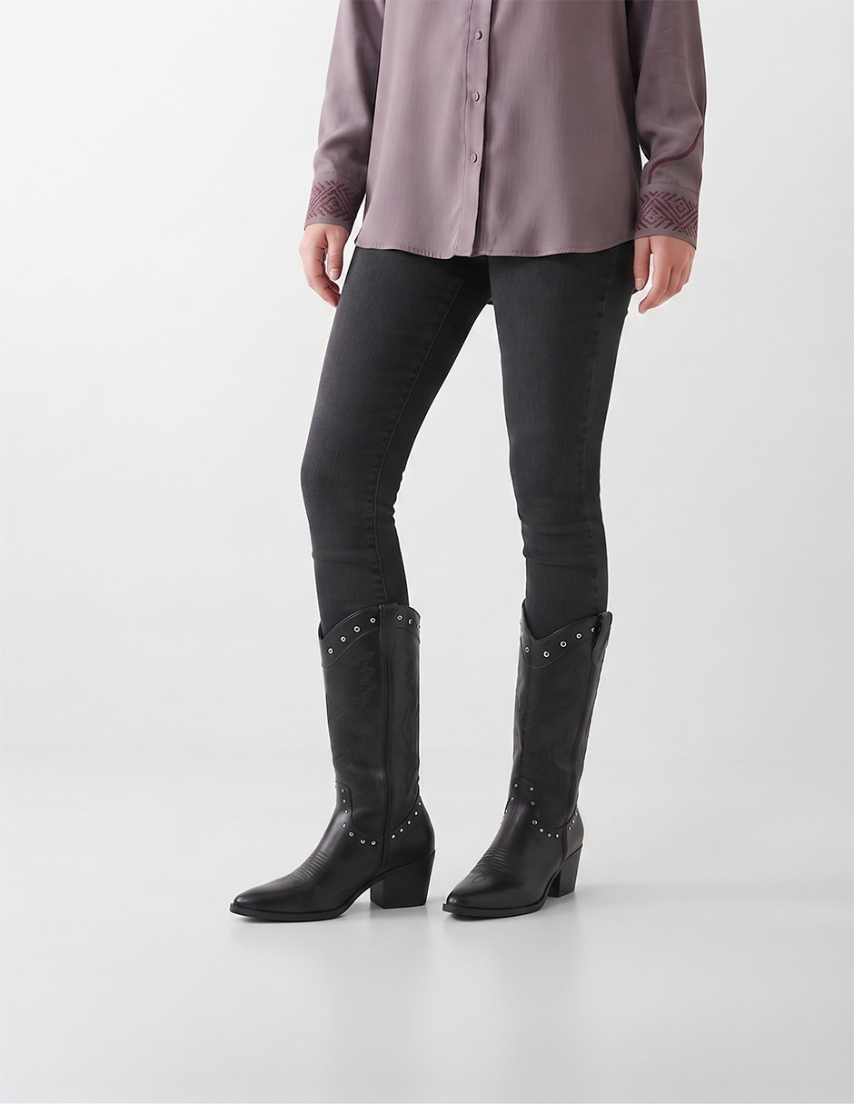 Bota cowboy abajo de la rodilla rbvegano de piel para mujer 5