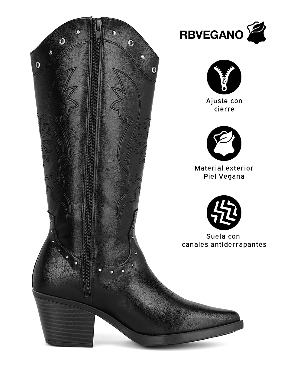 Bota cowboy abajo de la rodilla rbvegano de piel para mujer 4