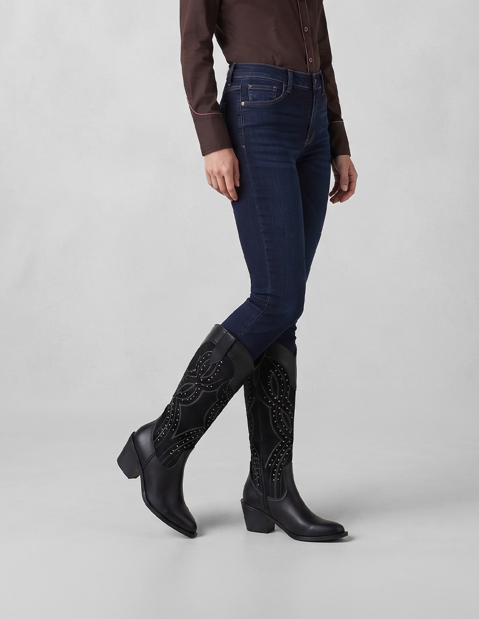 Bota cowboy abajo de la rodilla rbvegano de piel para mujer 5
