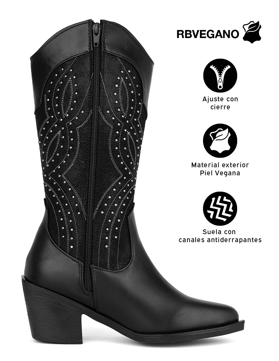 Bota cowboy abajo de la rodilla rbvegano de piel para mujer 4