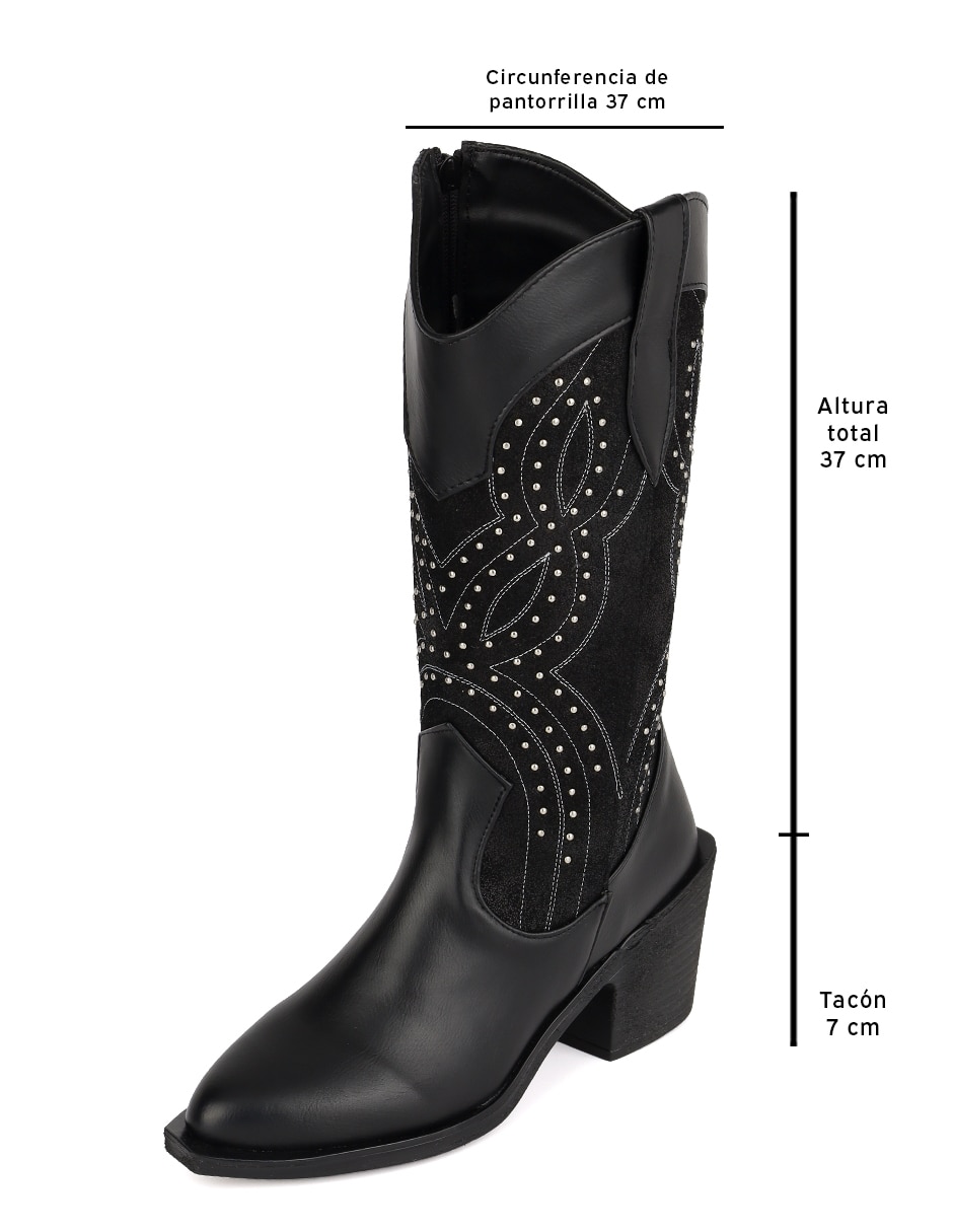 Bota cowboy abajo de la rodilla rbvegano de piel para mujer 2