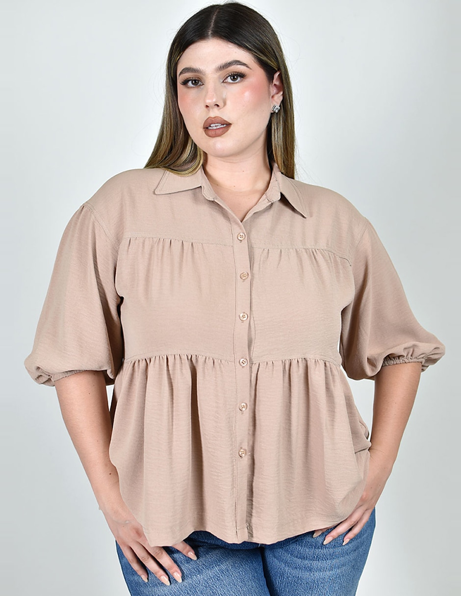 Blusa manga al codo para mujer