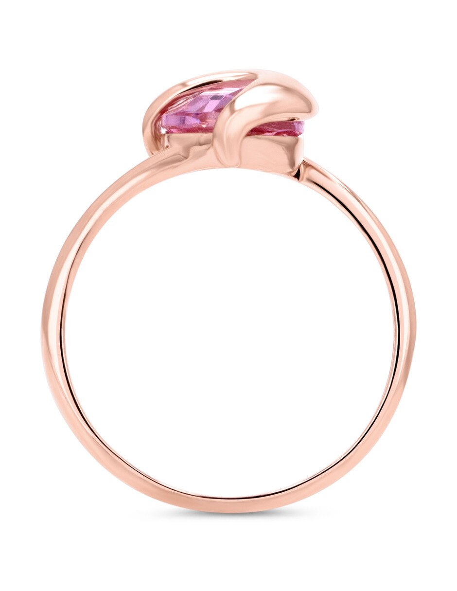 Anillo 14 k de oro rosa zirconia brillante 3