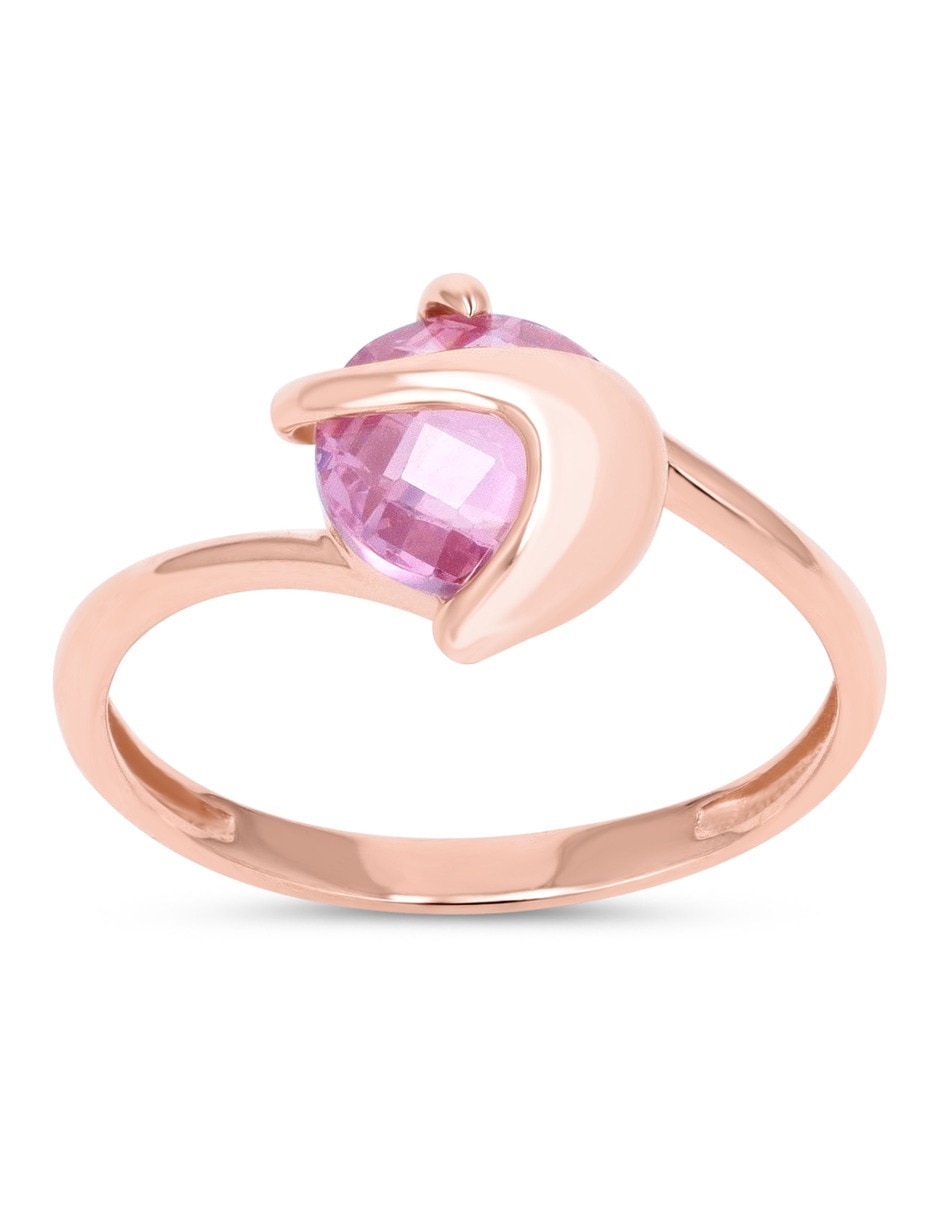 Anillo 14 k de oro rosa zirconia brillante Anillo 14 k de oro rosa zirconia brillante