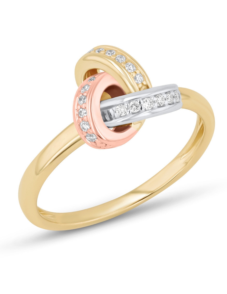 Anillo 10 k de oro florentino diamante brillante 5