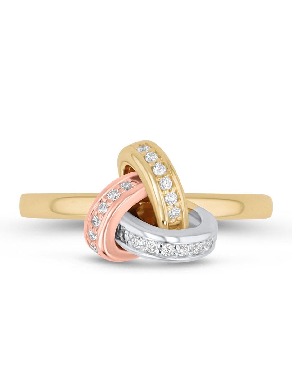 Anillo 10 k de oro florentino diamante brillante 4