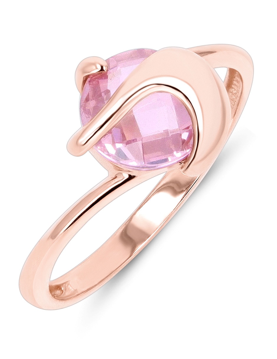 Anillo 14 k de oro rosa zirconia brillante 5