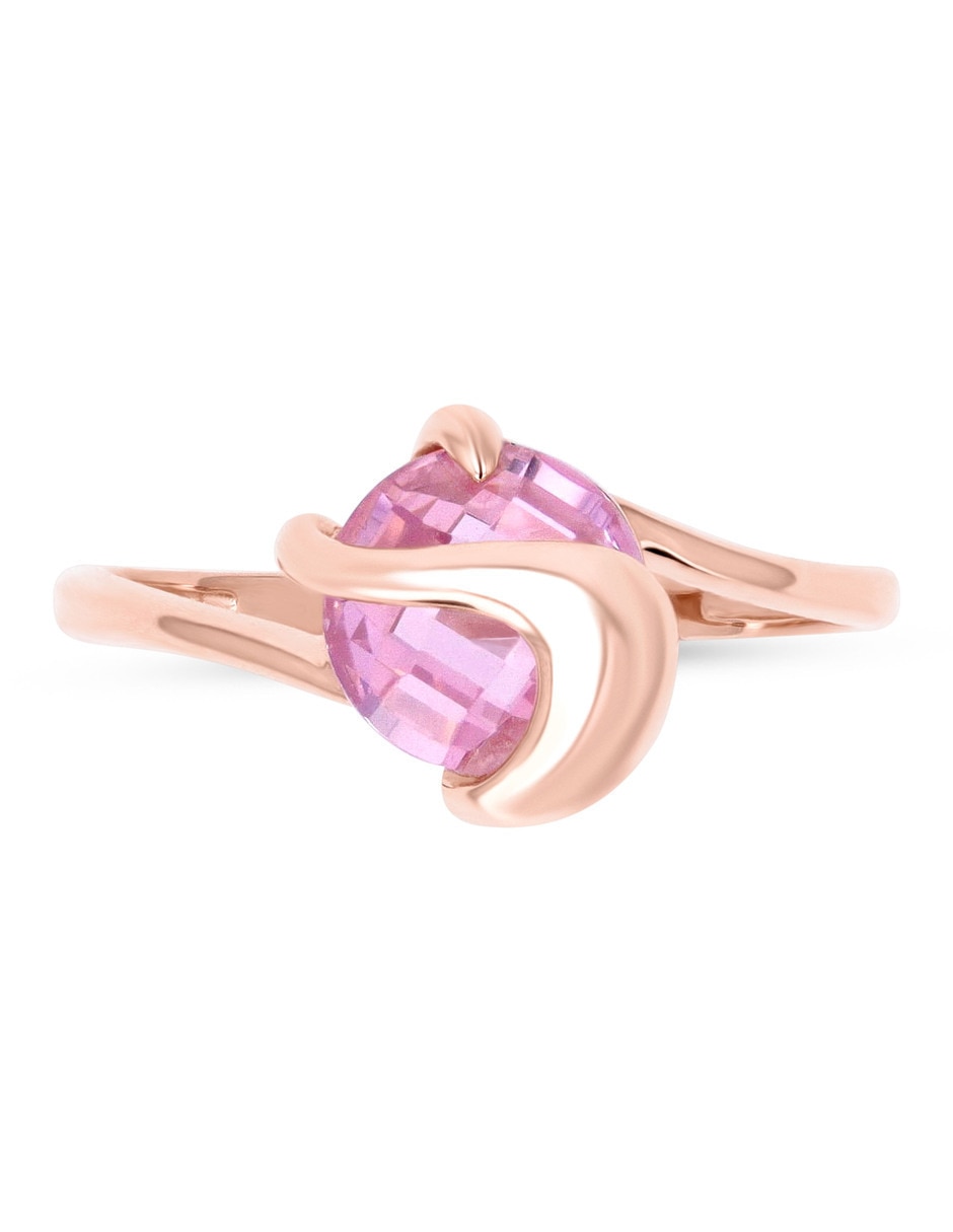 Anillo 14 k de oro rosa zirconia brillante 4