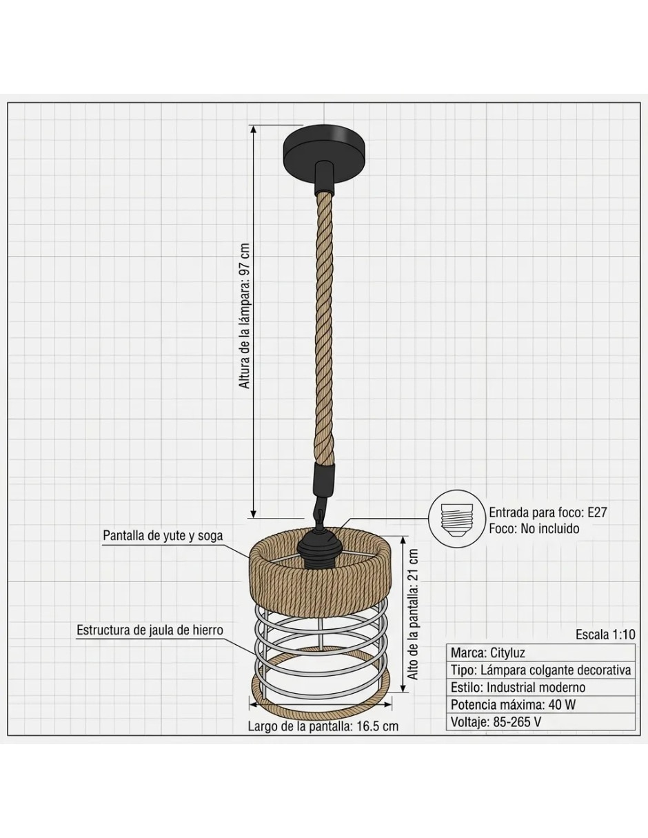 Lampara colgante incandescente y led yutsog 7