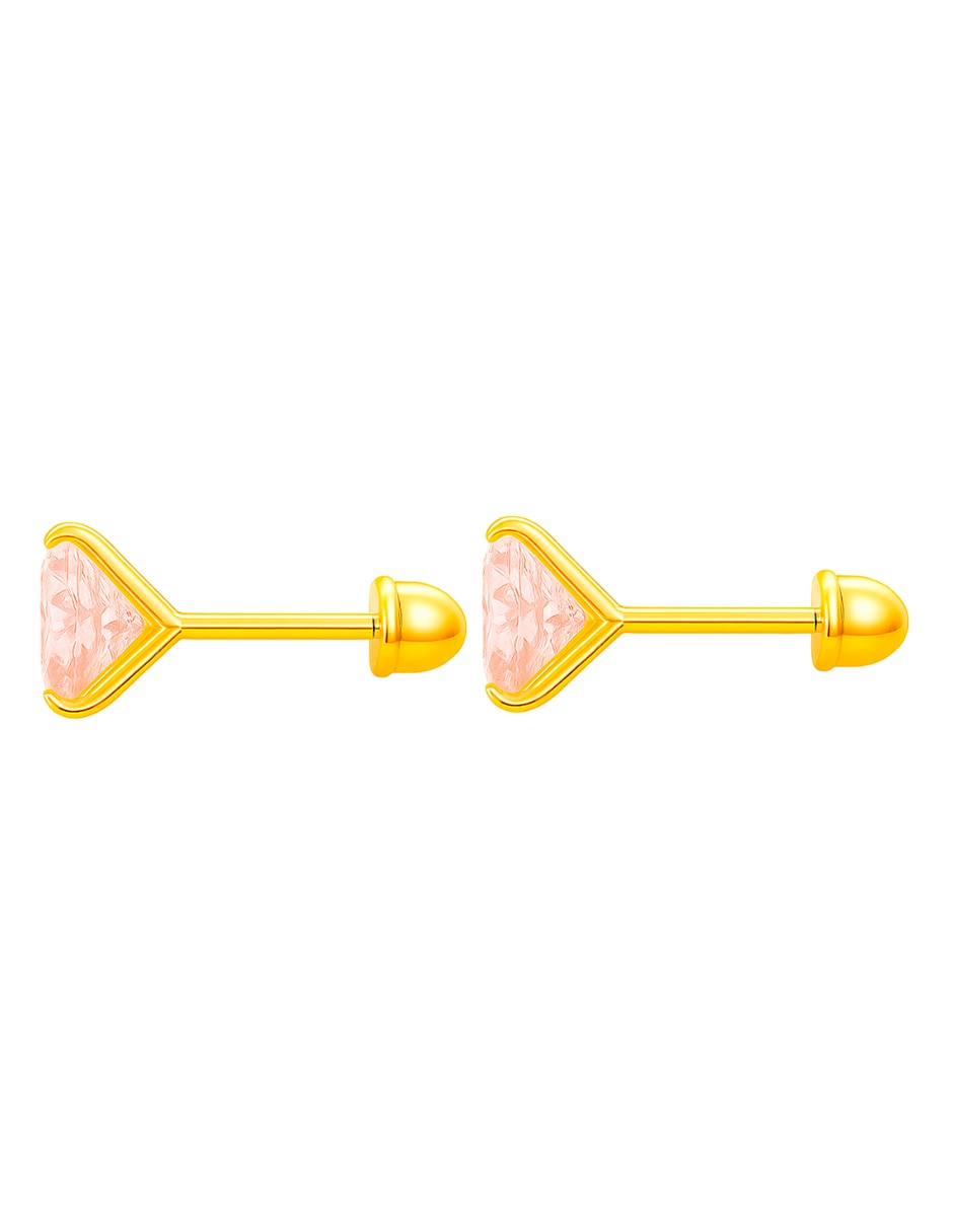 Broqueles de oro 14 k con acabado brillante zirconia 4