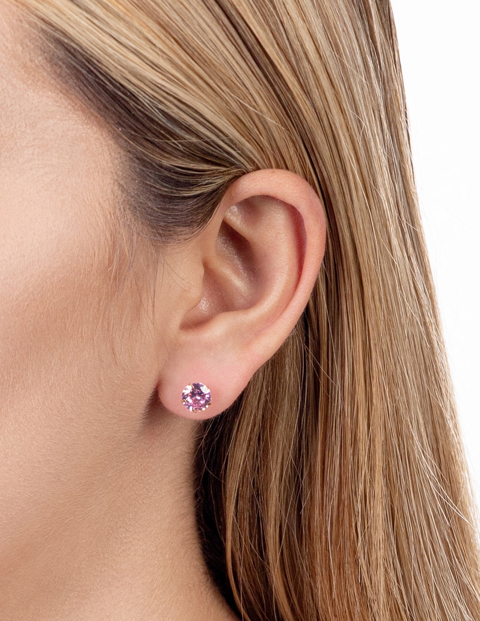 Broqueles de oro 14 k con acabado brillante zirconia 2