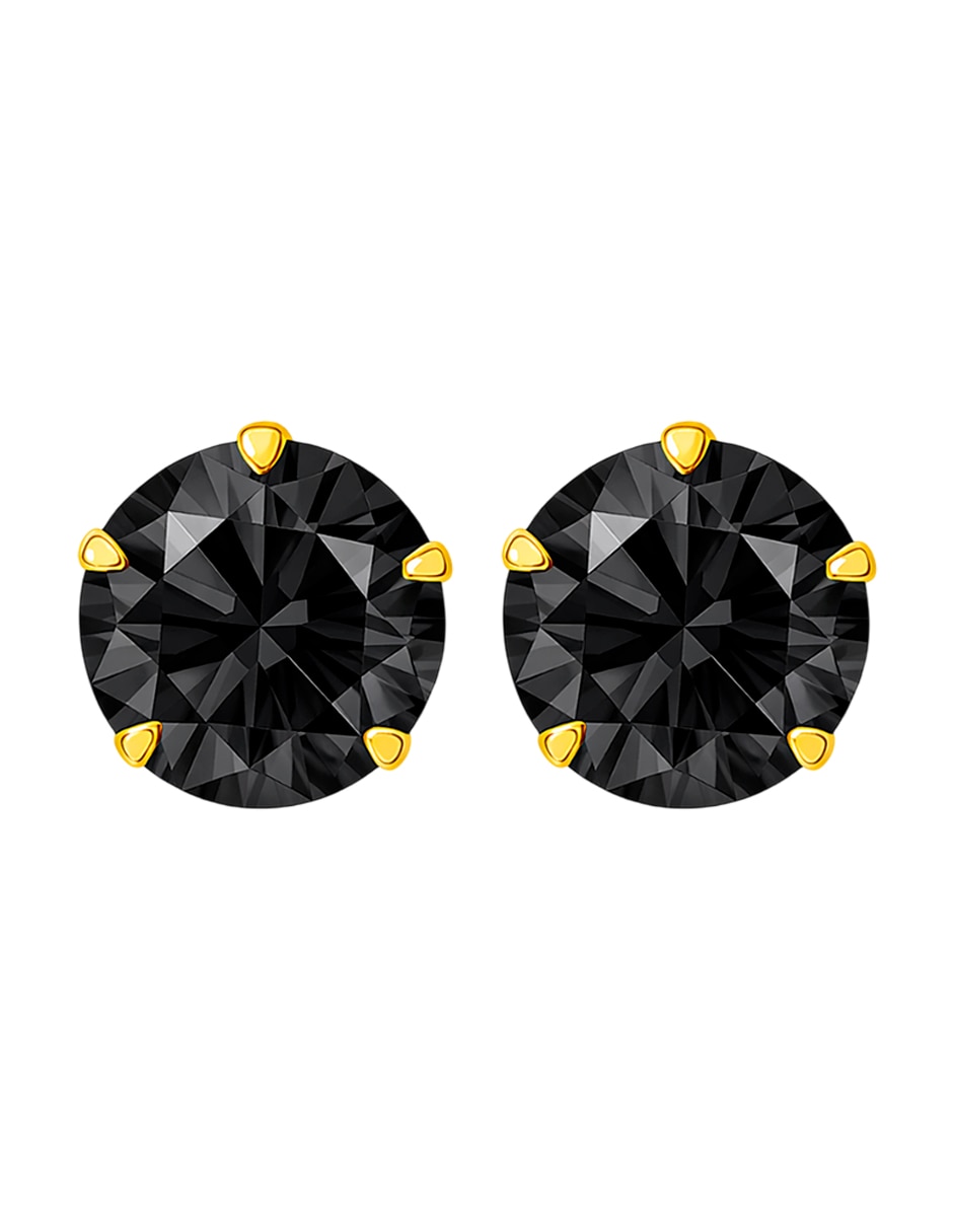 Broqueles de oro 10 k con acabado brillante zirconia Broqueles de oro 10 k con acabado brillante zirconia