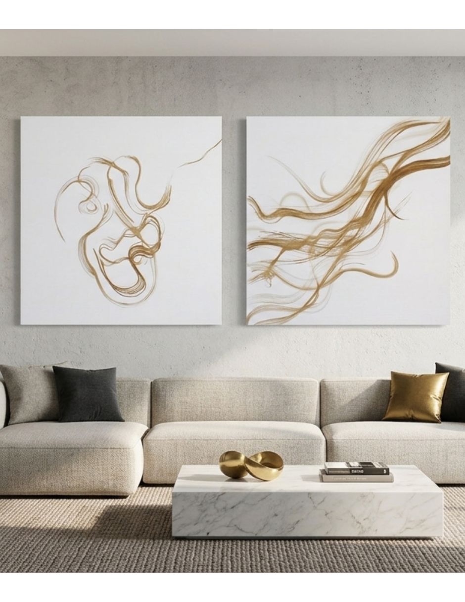 Cuadro decorativo flujo dorado 2