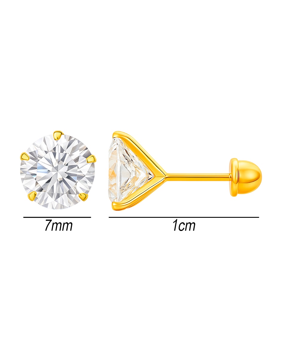 Broqueles de oro 14 k con acabado brillante zirconia 5