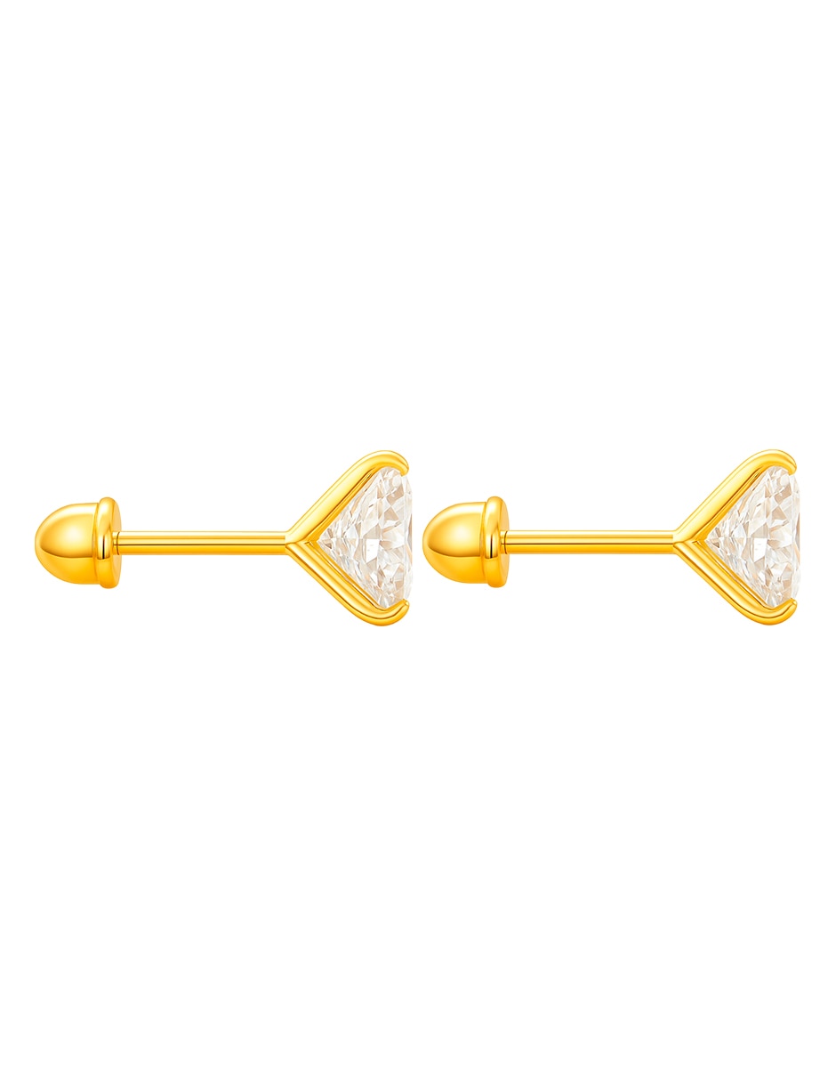 Broqueles de oro 14 k con acabado brillante zirconia 3