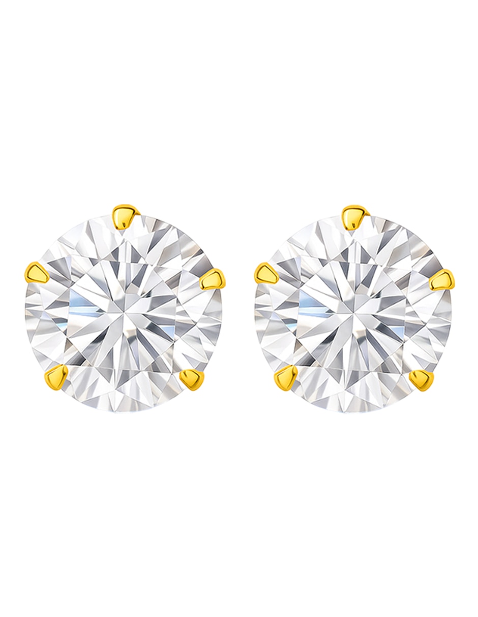 Broqueles de oro 10 k con acabado brillante zirconia Broqueles de oro 10 k con acabado brillante zirconia