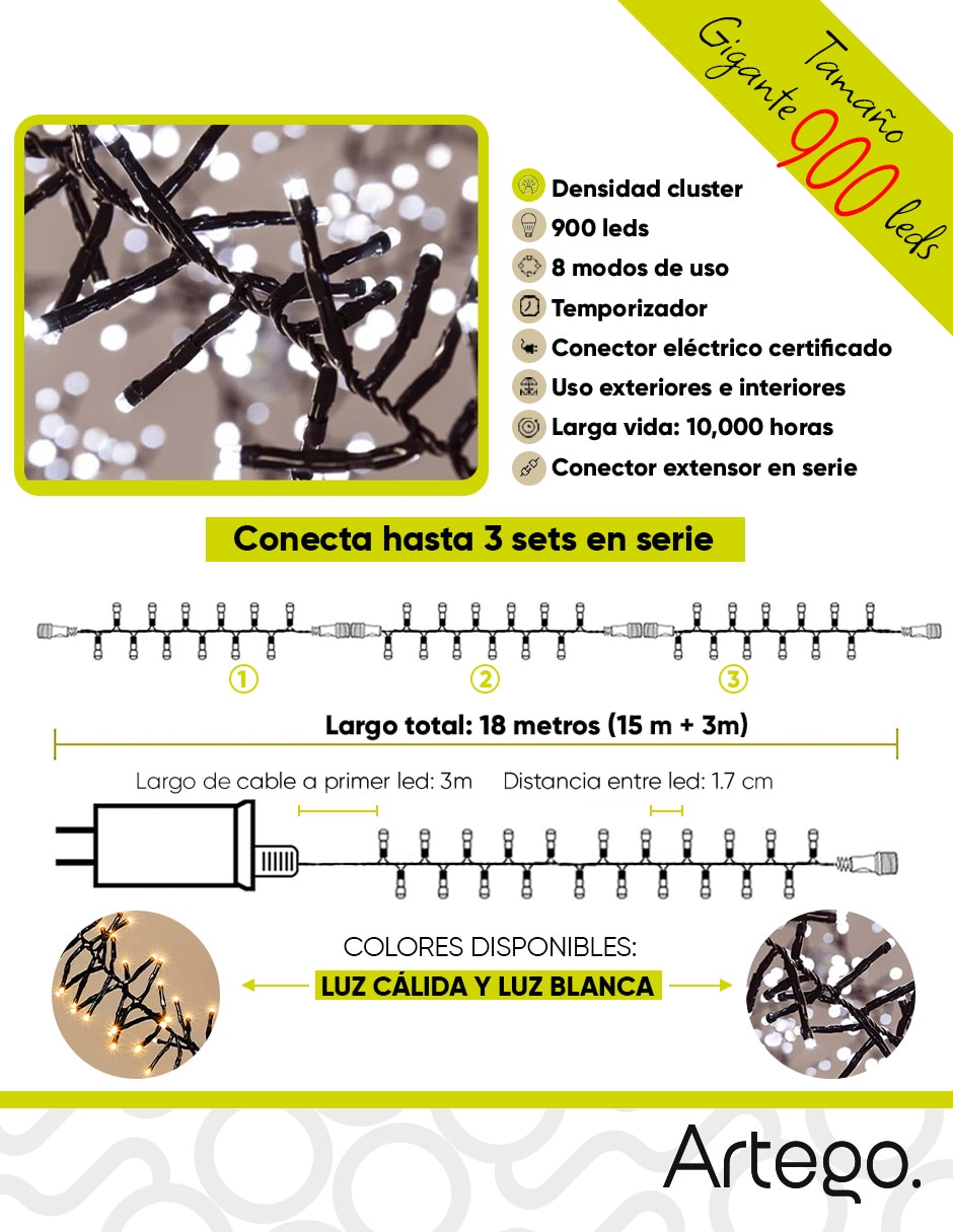 Serie luces Led con 900 focos 8