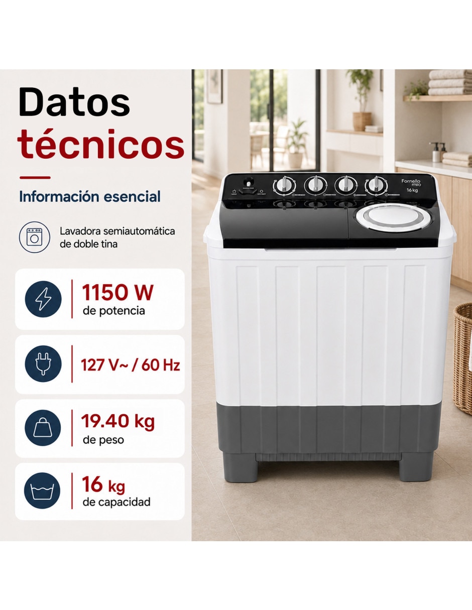 Lavadora 16 kg Semiautomática carga superior MKZ 4