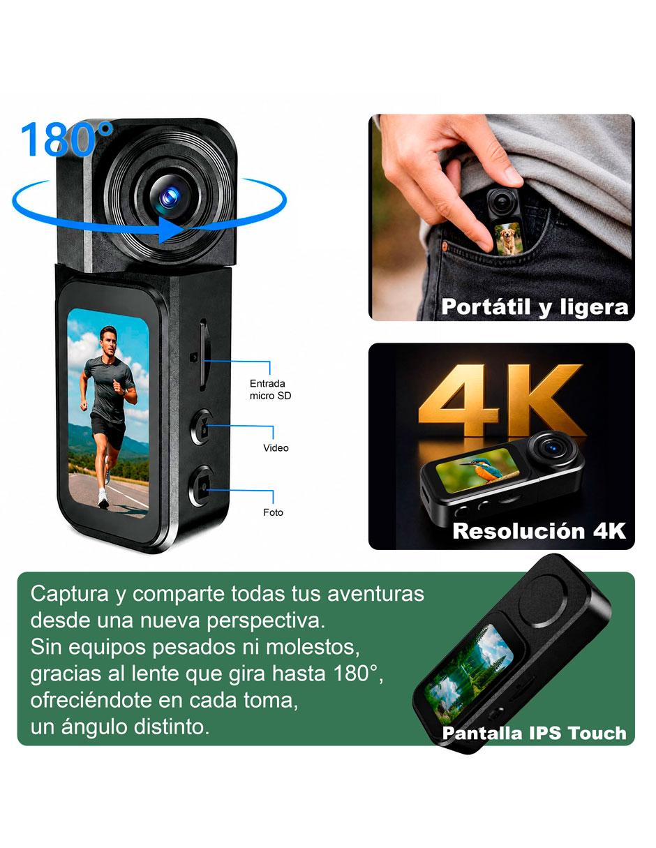 Cámara deportiva vd-m04-n 4k/uhd 7