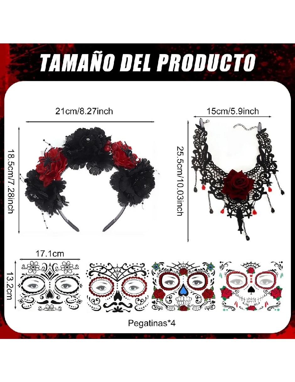 Set de accesorios para disfraz de catrina 5