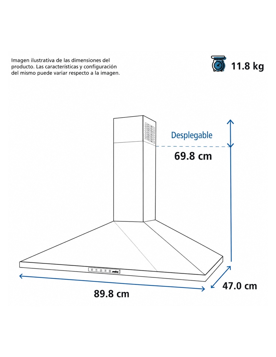 Campana de pared cm9013p0i de acero inoxidable