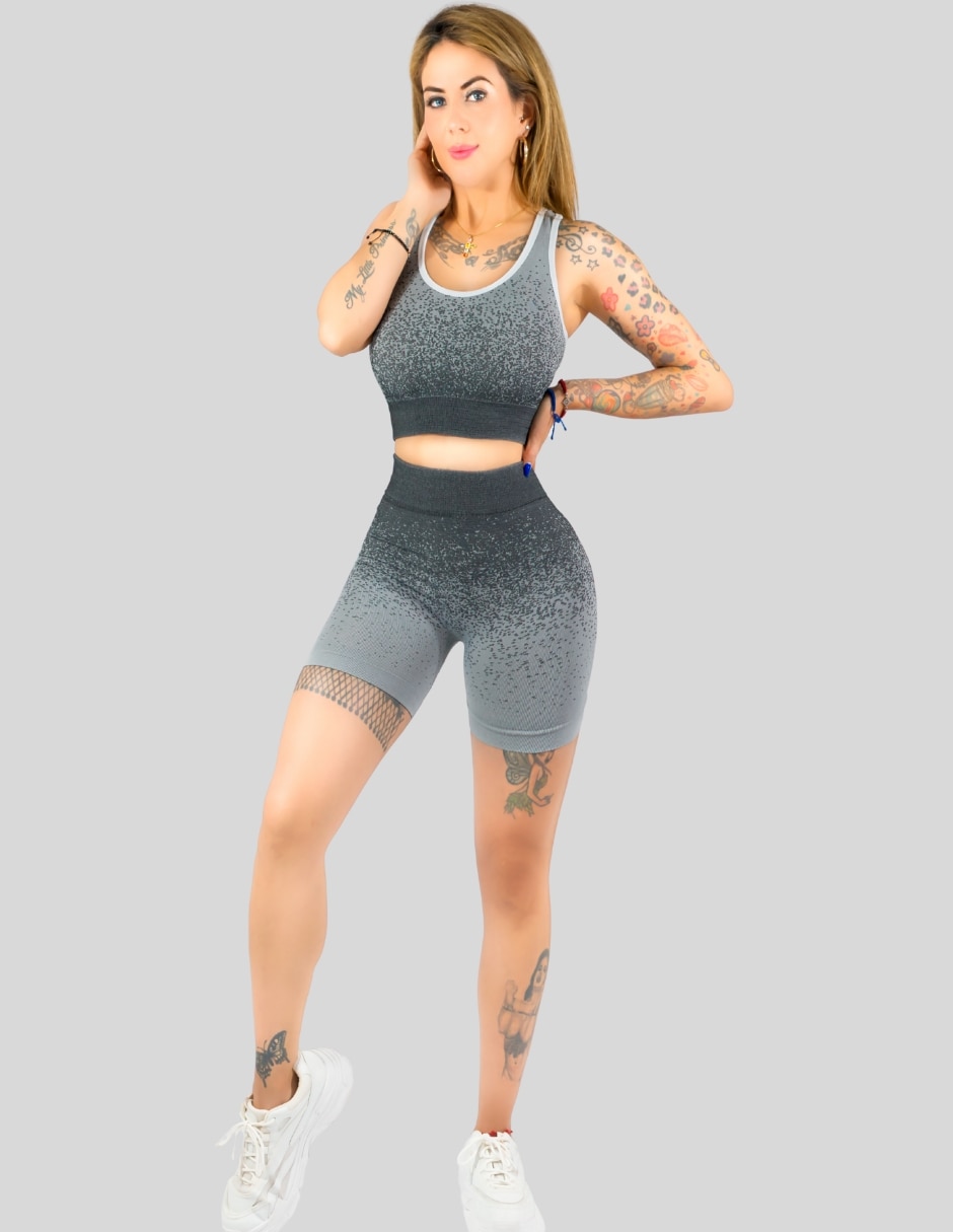 Conjunto deportivo ajustado con elástico para mujer 1
