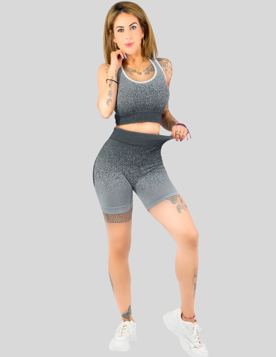 Conjunto deportivo ajustado con elástico para mujer 4