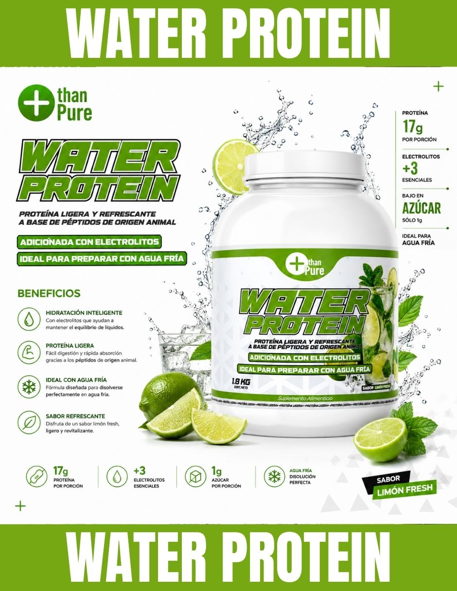 Water protein + creatina con colágeno y cretina monohidratada sabor limón 3
