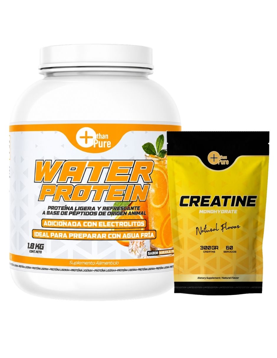 Water protein + creatina con colágeno y cretina monohidratada sabor naranja