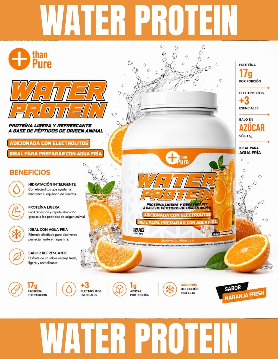 Water protein + creatina con colágeno y cretina monohidratada sabor naranja 3