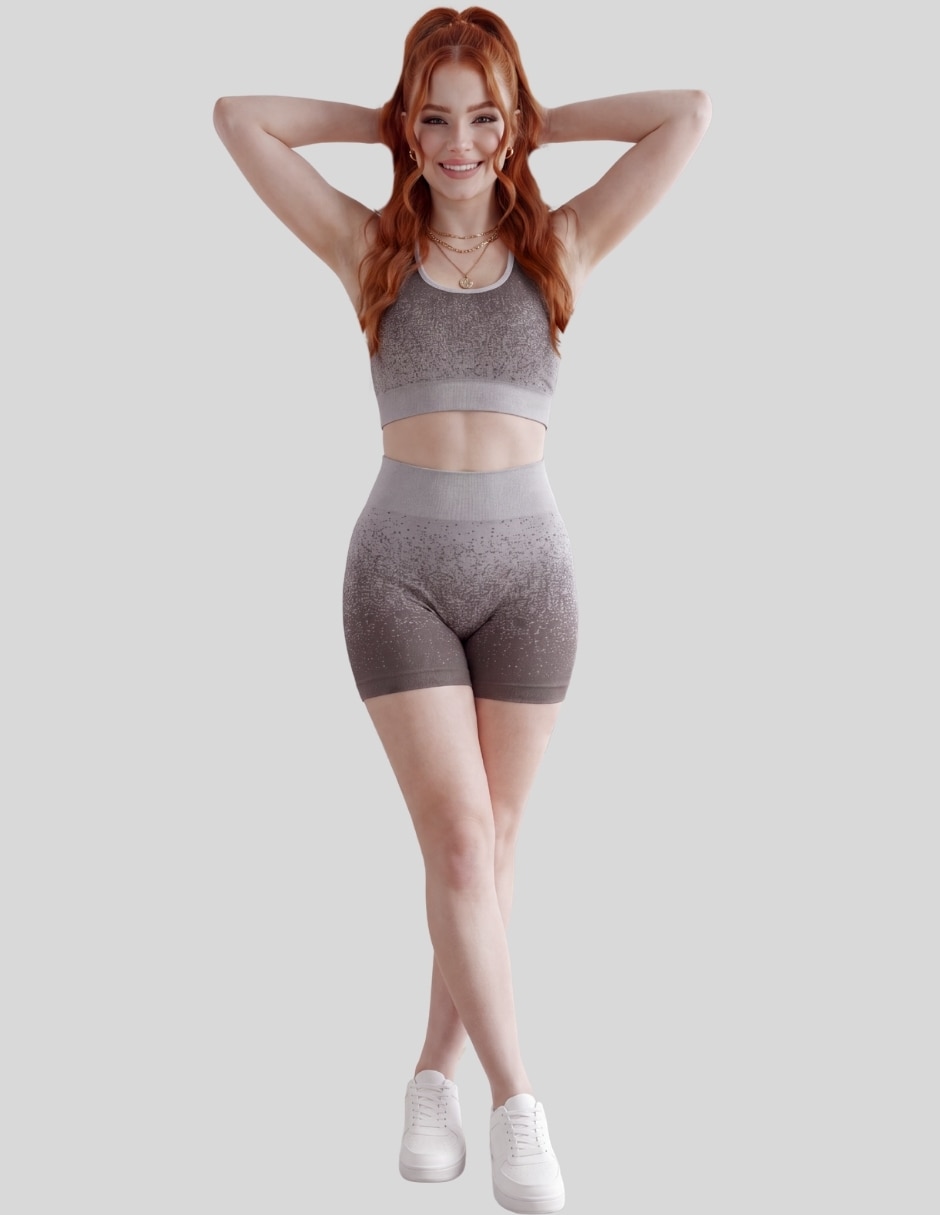 Conjunto deportivo ajustado con elástico para mujer